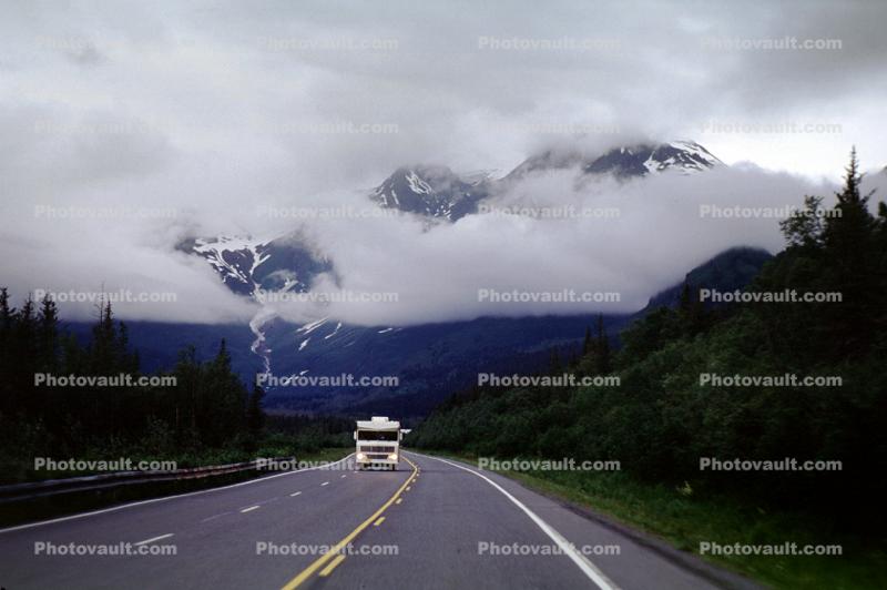 Motorhome, Thompson Pass, Clouds in the Chugach Mountains