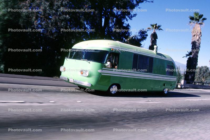 1967, green Ultra Van Motor Coach, Motorhome, Corvair, 1960s
