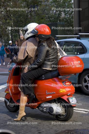 Vespa, Scooter, Women, Leather Jackets, Boots
