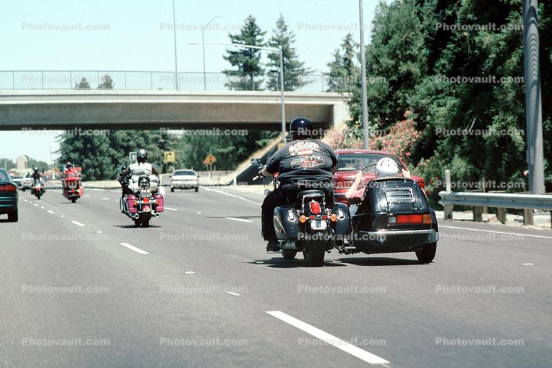 Three-Wheeler, 3-Wheeler, Sidewheeler, Sidecar, Interstate Highway I-80, near Sacramento, California, Honda, Tri-Wheeler