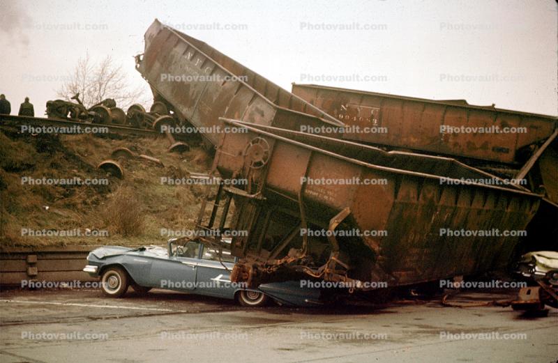 Crushed Car, daytime, daylight, Vehicle, Automobile, 1950s