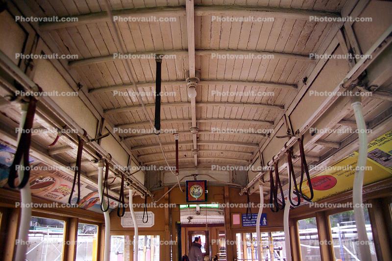 Ceiling, Hanging Strap, Interior, Inside, Cablecar, Seat, Bench