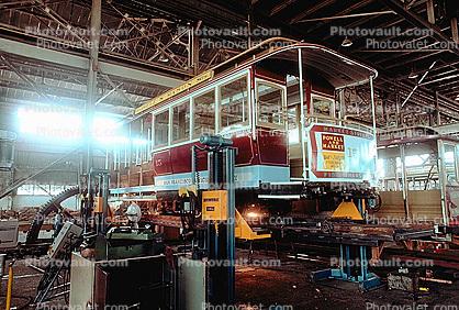 San Francisco Cable Car Repair Barn, Potrero Division Trolley Coach Facility, Repair Shop, Maintenance, 1983, 1980s, MRO