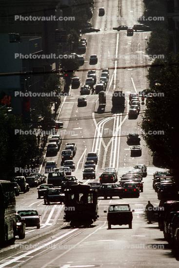 California Street, Nob Hill, Tracks, Car, Automobile, Vehicle