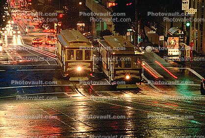 Powell Street, Rainy Night, California Street Incline