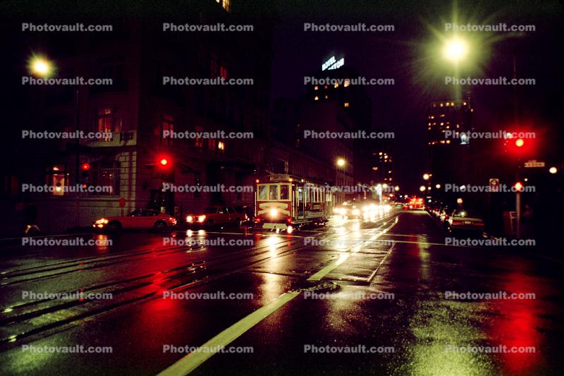 Rainy Night, Nighttime, Street, California Street, Nob Hill