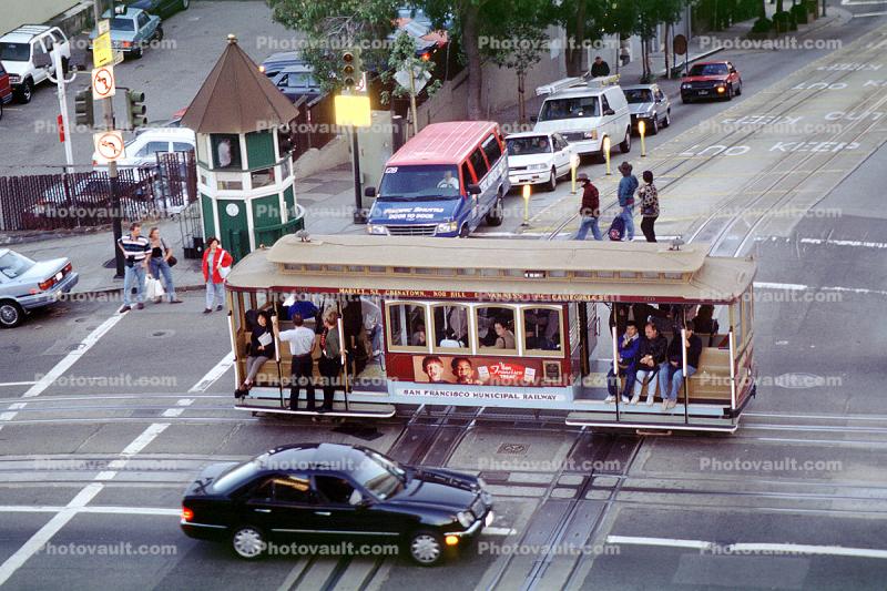 Powell street and California Street Crossing, hut, booth, station, Car, Automobile, Vehicle