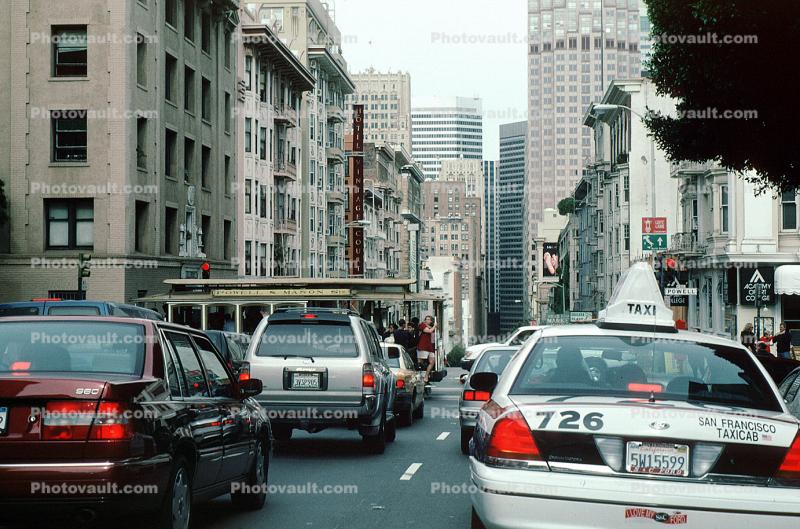 Taxi Cab, Downtown San Francisco, Traffic Jam, 726, Car, Automobile, Vehicle