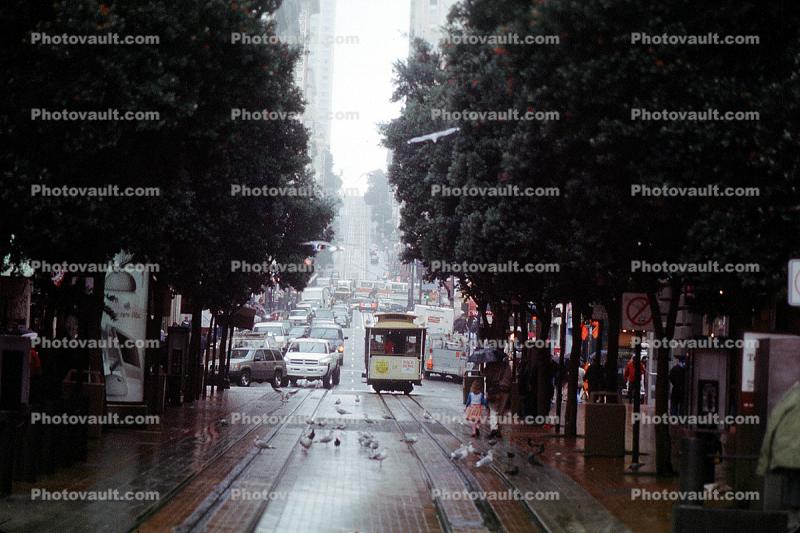 rainy, rain, Powell Street, Downtown-SF, downtown