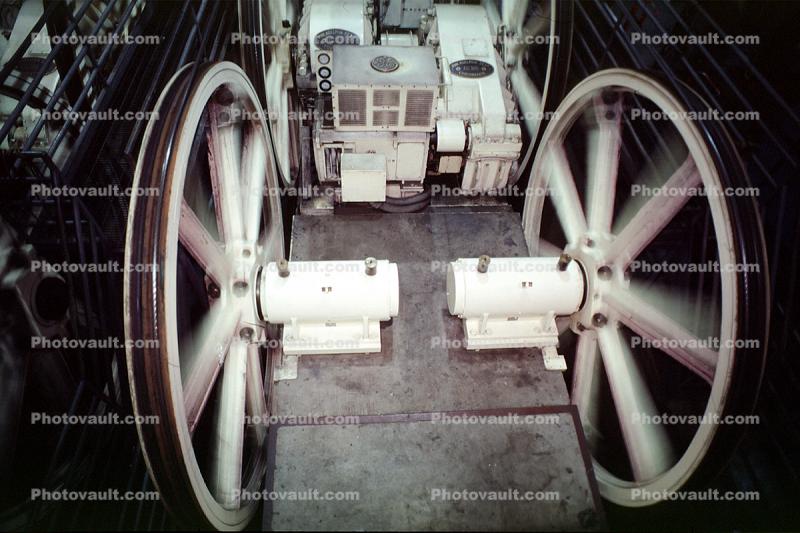 Motorized Pulleys for powering the Cable Cars, electric motor, Powerhouse