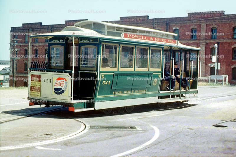 524, Powell & Hyde Street Line, Turntable, Pepsi, May 1960, 1960s