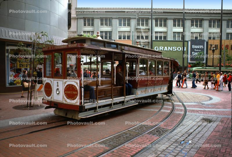 Cable Car Turnaround, turntable, Powell and Market Streets, June 1978, 1970s