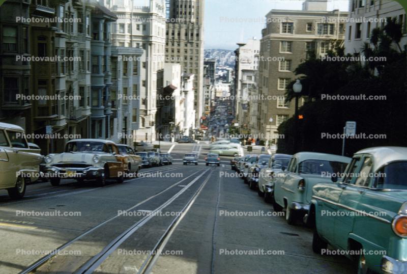 Cars Parked on a Steep Hill, 1950s