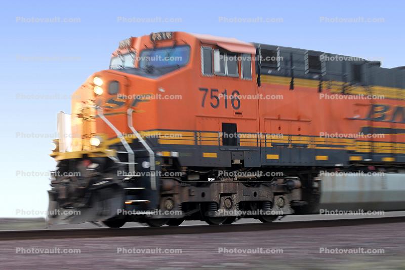 BNSF 7516, Locomotive, GE ES44DC, Power, Orange