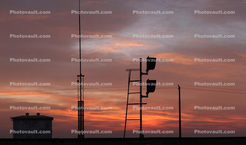 Signal Lights, Highway-43, north of Bakersfield, Sunset Clouds