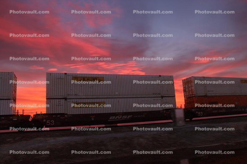 Container Shipment, Sunset Clouds