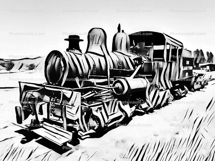 Chalk Sketch of Steam Locomotive