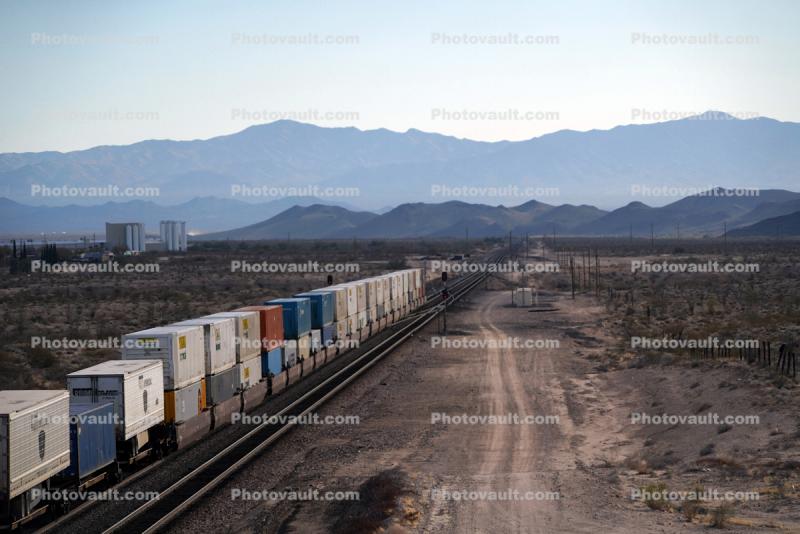 Intermodal, Flatcars, Mojave Desert, Yucca, 16 January 2020
