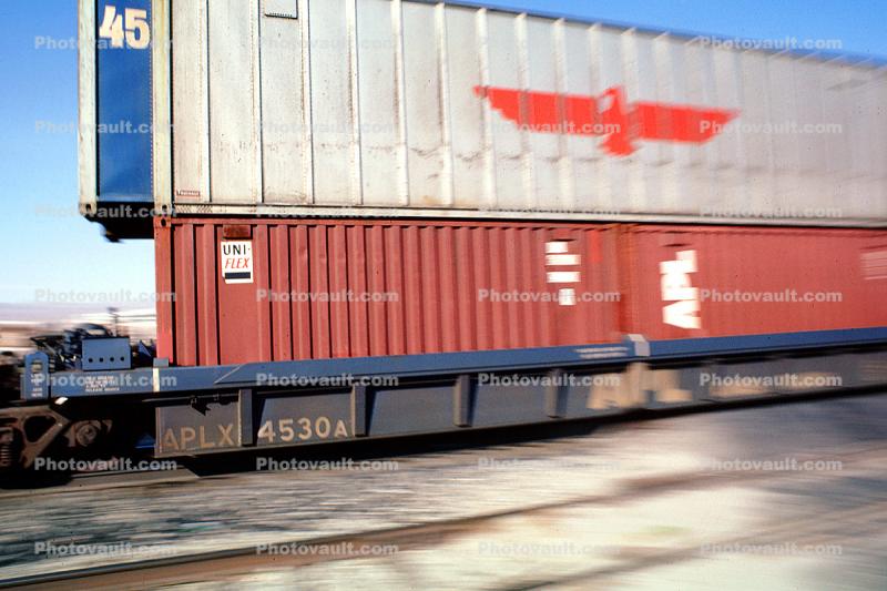 intermodal, American President Lines, APL, Piggyback Container, Caution, warning, 