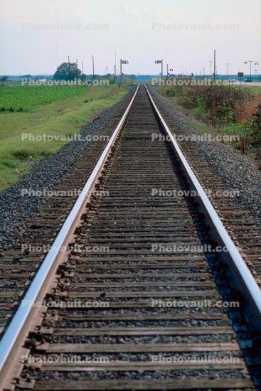 Railroad Tracks converging into a Vanishing Point