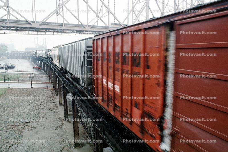 Boxcars, Freight Train, Mississippi River, 20 October 1993
