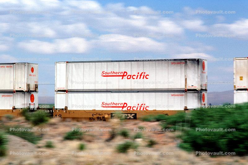 Southern Pacific, Piggyback Rail Container, Southern New Mexico, USA, intermodal, 9 May 1994