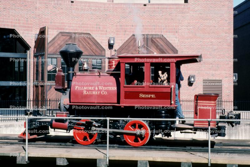 Sespe 1, Fillmore & Western Railway Co., Steam Engine, Turntable, Roundhouse