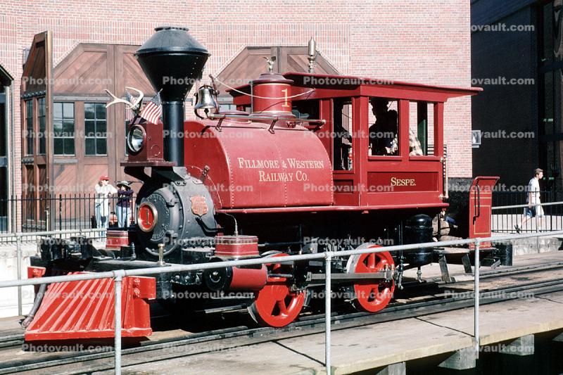 Sespe, Fillmore & Western Railway Co., Steam Engine, Turntable, Roundhouse