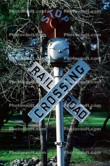 Railroad Crossing, Caution, warning, Solano County, 12 March 2000