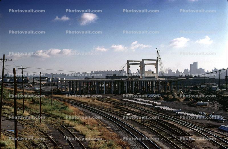curved track, buildings, industrial