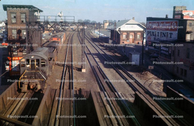 Train Yard, Benjamin Kosberg Co. Paint, signage, buildings, Elizabeth New Jersey, January 1960, 1960s