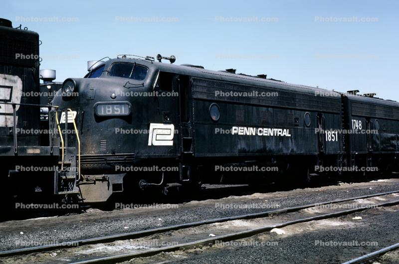 Penn Central 1851, EMD F7A locomotive, May 1972, 1970s