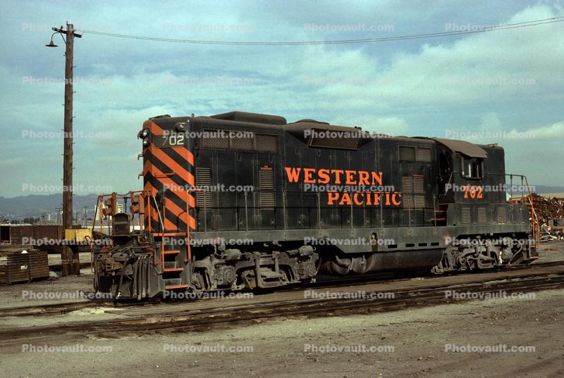 Western Pacific Railroad WP 702, EMD GP7, October 1977