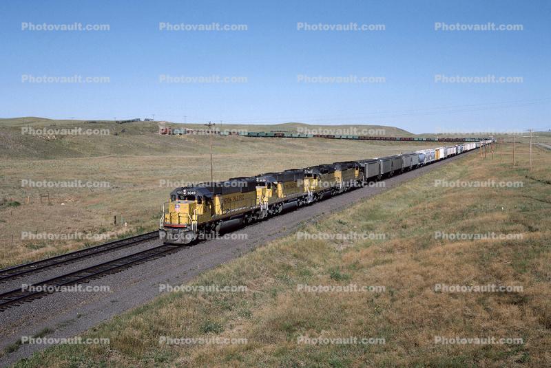 Giant U-curve, Union Pacific Train, Field, Prairie Grassland