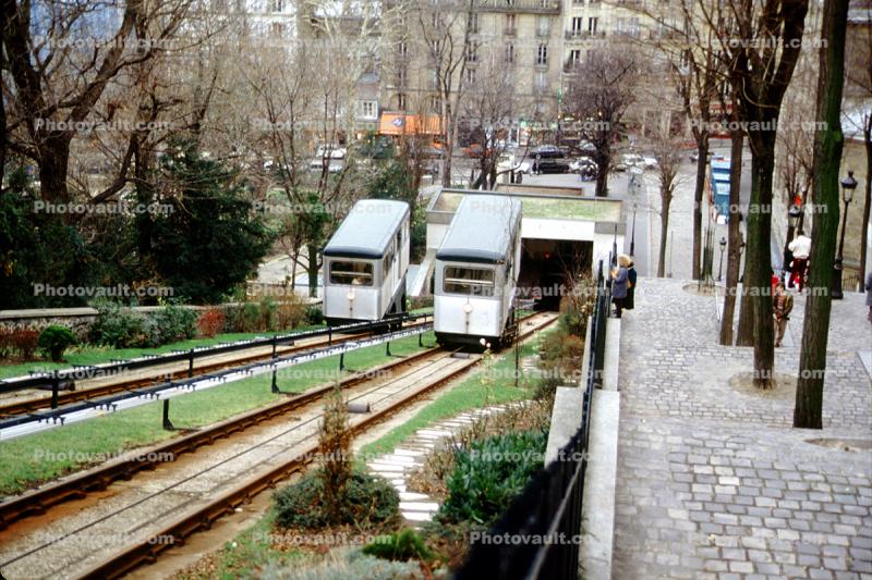 Montmartre Funicular, Paris Incline, January 1986, 1980s