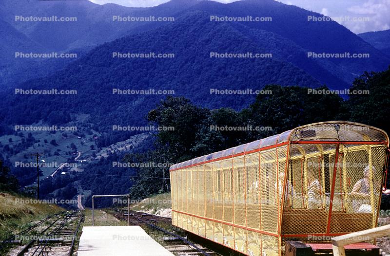 "Ghost Town" incline funicular railway, Maggie Valley, western North Carolina., July 1961, 1960s