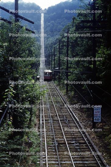 The Incline, Lookout Mountain Incline Railway, standard gauge, Chattanooga, Tennessee, 1950s