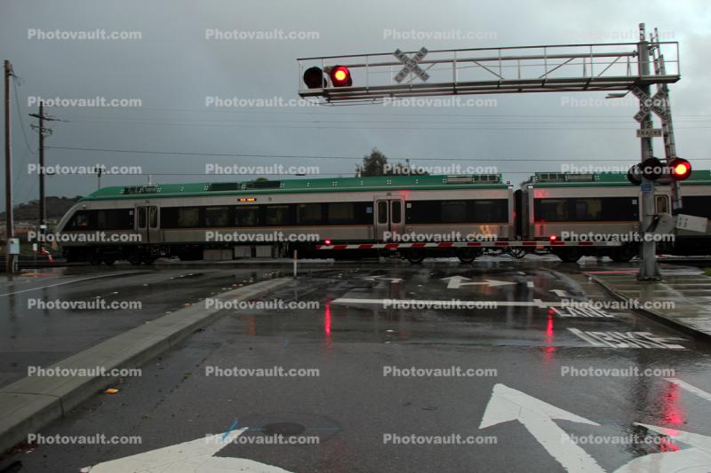 Evening Rain Railroad Crossing, Petaluma