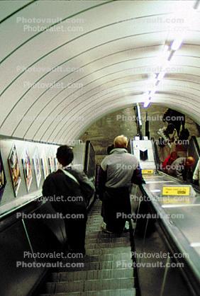 the London Tube, commuters, underground, people, station, Escalator
