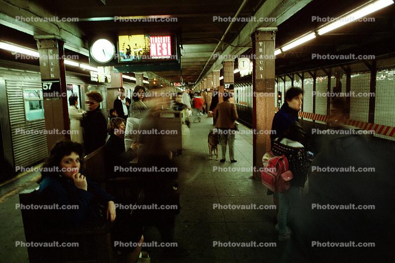 Subway Train, passengers, commuters, tired, weary, people, underground, platform, NYCTA