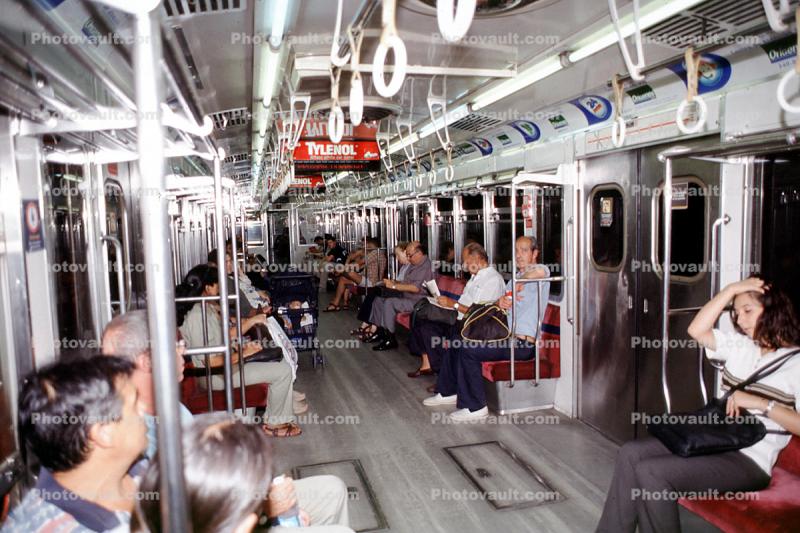 Subway Cars, Buenos Aires, commuters, people, interior