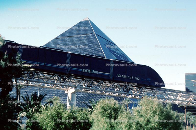 Pyramid, Bombardier MVI Train, Concrete Guideway, Las Vegas Monorail 