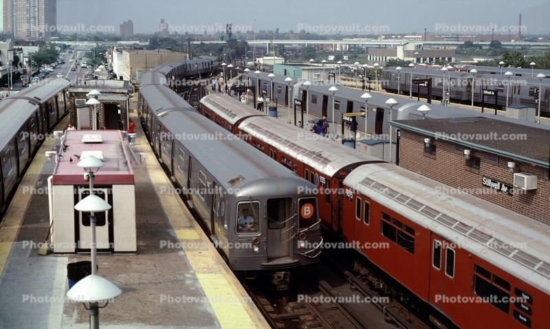 Elevated Subway Trains, Redbirds, NYCTA, Stillwell Avenue Station, Coney Island, Brooklyn