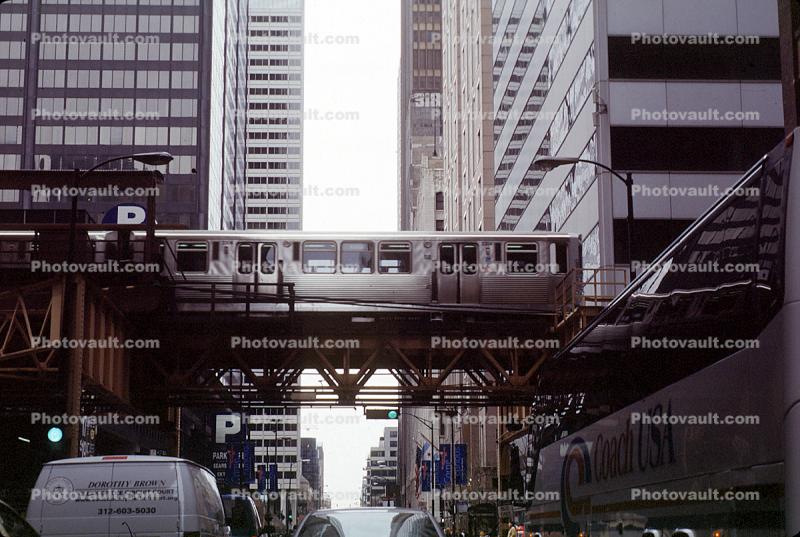 Chicago-El, Elevated, Train, Buildings, Downtown Loop, Station, CTA