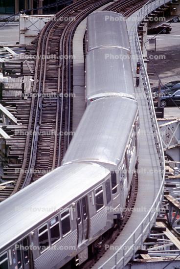 Chicago-El, Elevated, Downtown Loop, Buildings, Trains, S-Curve, CTA