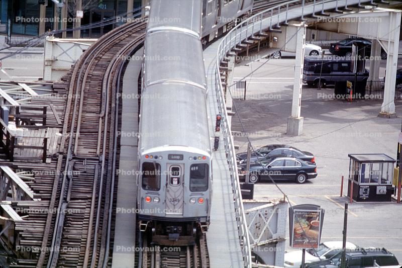 Chicago-El, Elevated, Downtown Loop, Buildings, Trains, Curve, CTA