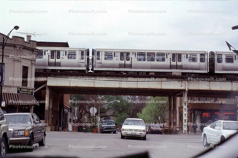 Chicago-El, Elevated, Train, CTA, N Clark Street, Roscoe Street, cars