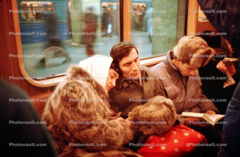 couple, love, scarf, Sleeping Passengers, Tired, Fur Coats, Male, Female, cold, commuters, weary