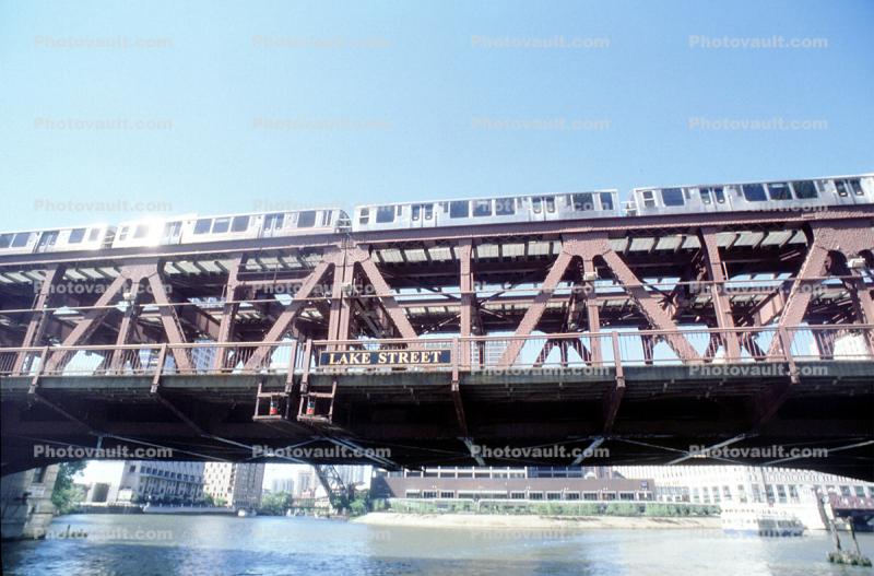Lake Street Bridge, Chicago River, Chicago-El, Elevated, Trains, CTA