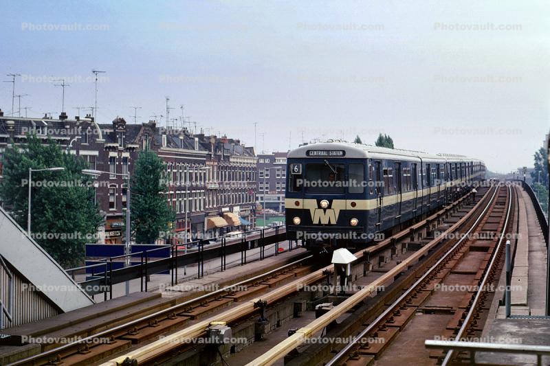U-Bahn to Centraal Station, Train in Amsterdam, June 1974, 1970s